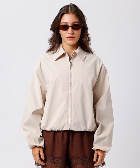 jaqueta bomber feminina com bordado mindset bege GG jaqueta bomber feminina com bordado mindset bege GG