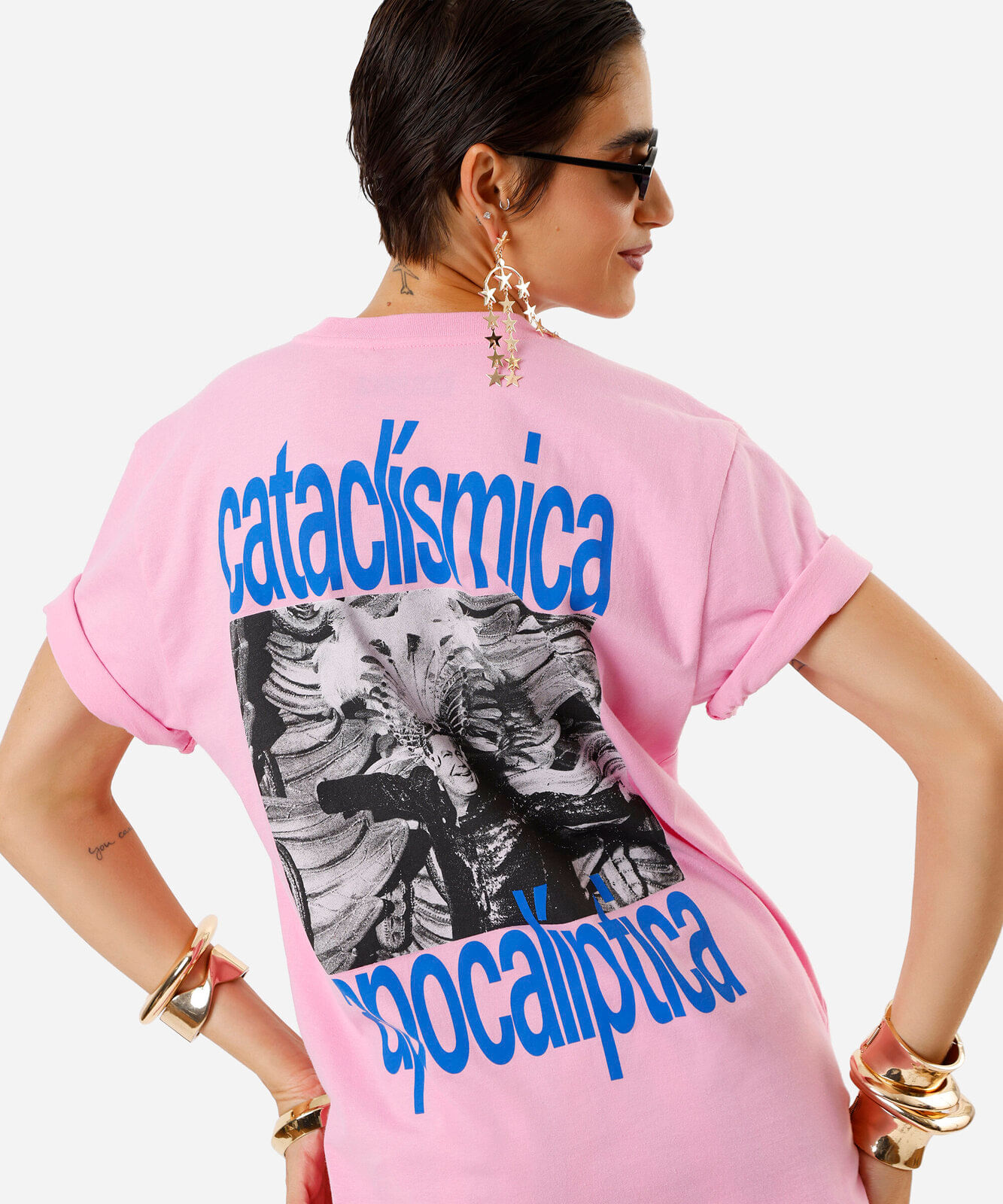 camiseta unissex de algodão digital milton cunha apocalíptica rosa