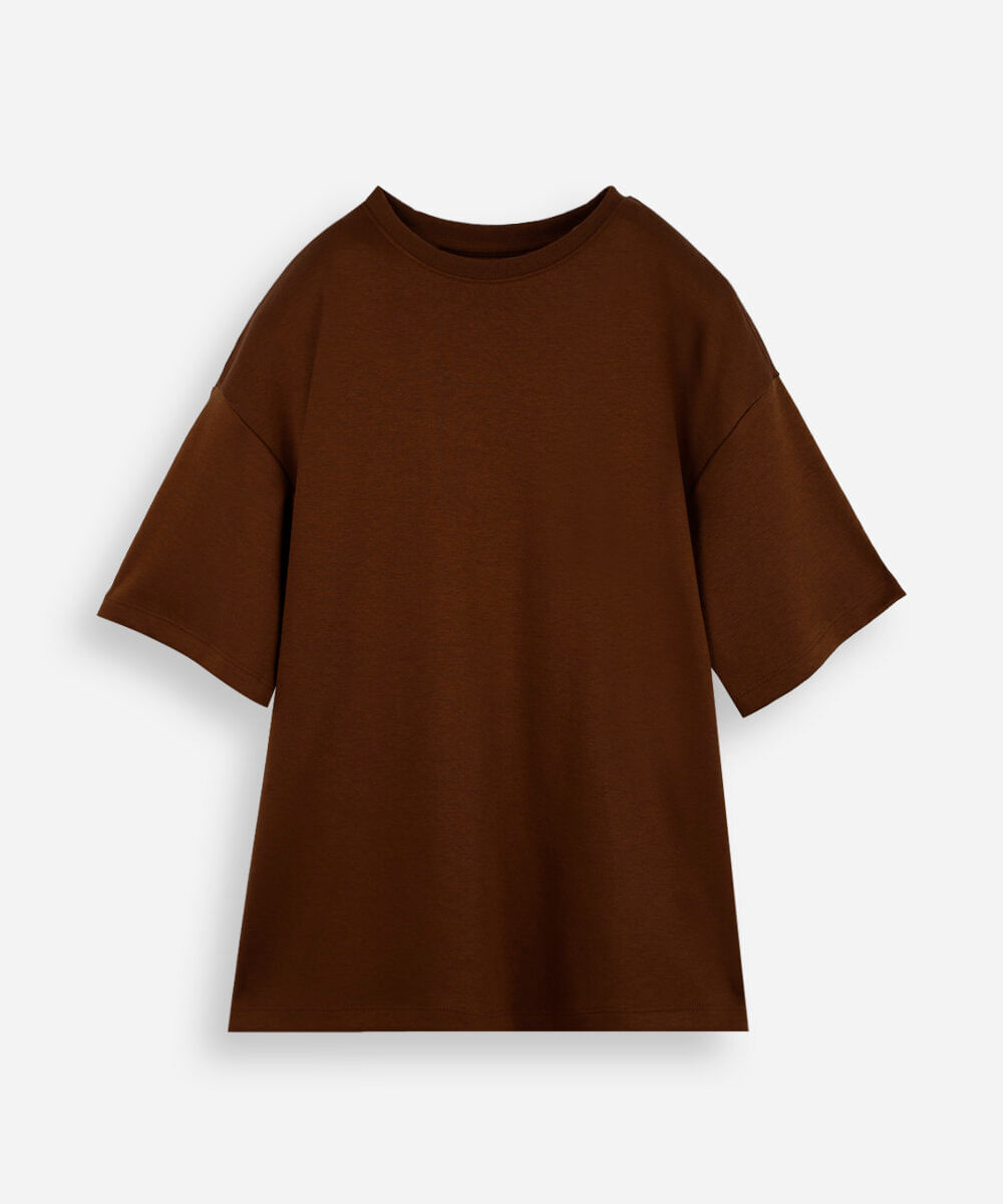 camiseta juvenil de algodão peruano marrom