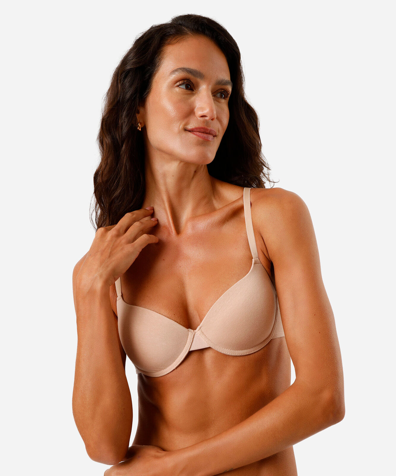 sutiã meia taça de algodão bege