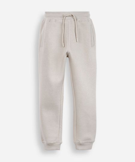 calça jogger infantil de moletom bege 8