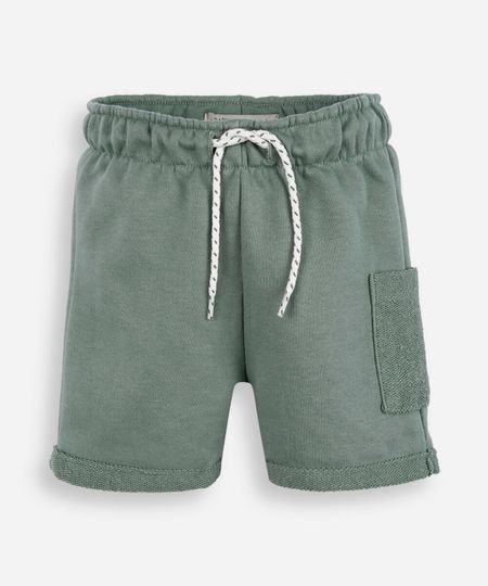 bermuda infantil de moletom cós elástico verde 1