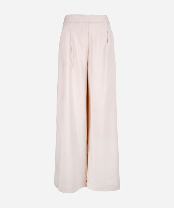 calça wide leg juvenil com viscose cós elástico bege 10