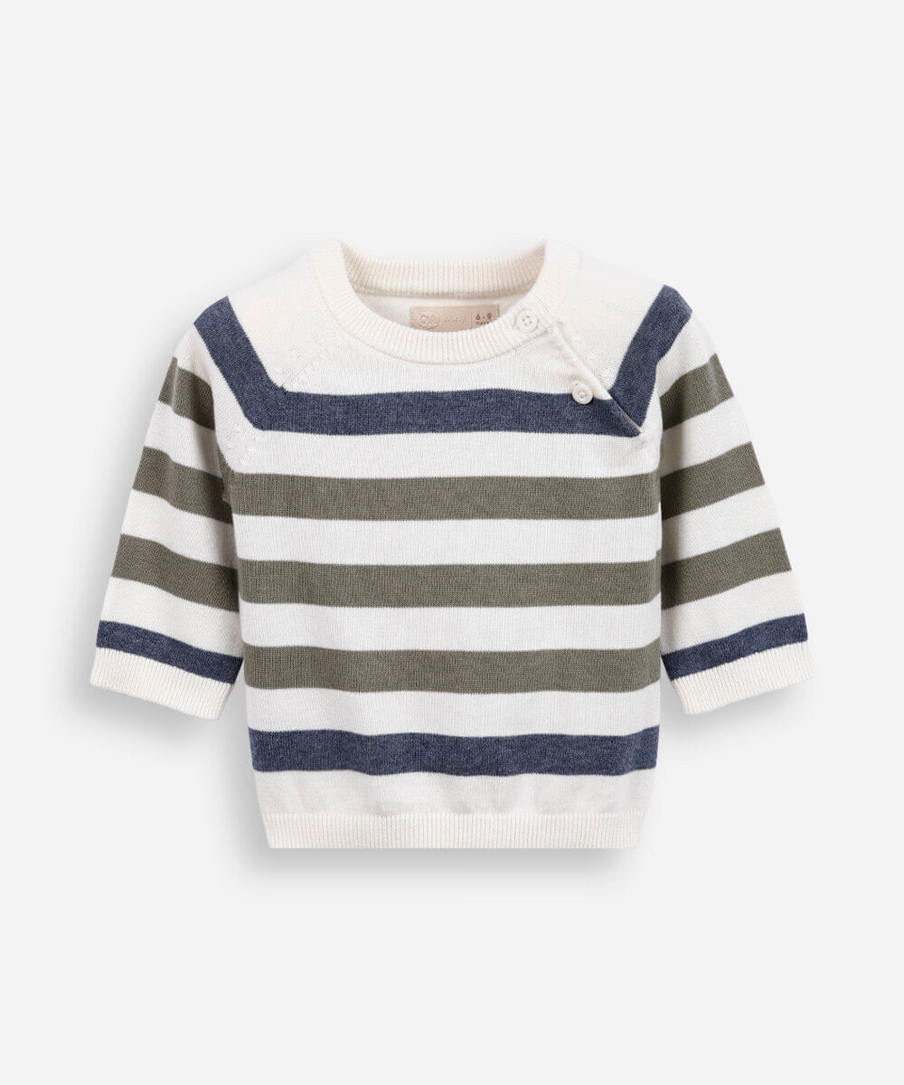 suéter infantil de tricot listrado off white