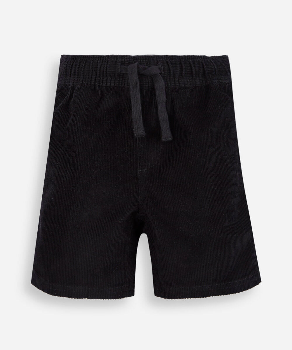 bermuda infantil cotelê cós elástico preta