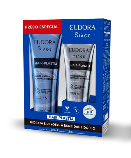 kit eudora siàge hair plastia shampoo 250ml e condicionador 125ml UNICO