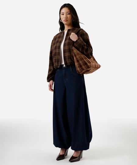 calça aladim feminina jeans cintura média azul 38