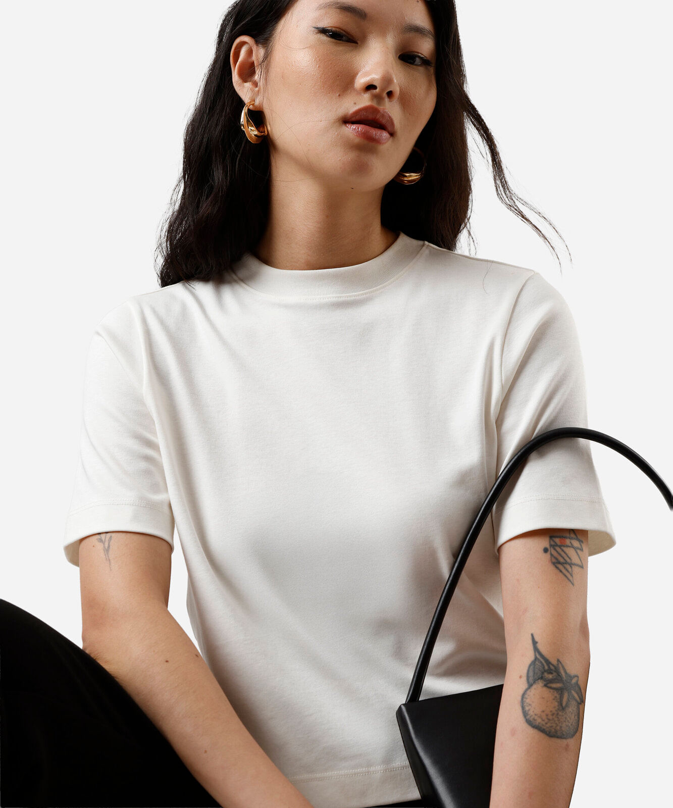 camiseta boxer feminina de algodão peruano interlock off white