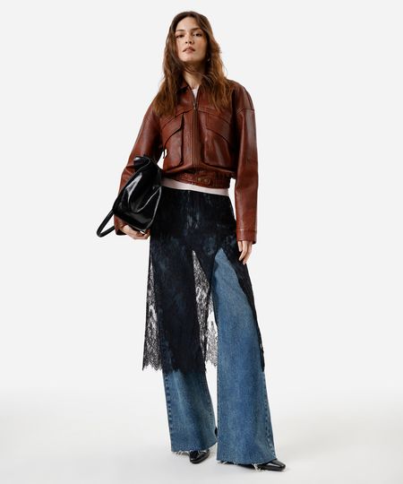 calça wide leg feminina jeans azul 34 calça wide leg feminina jeans azul 34