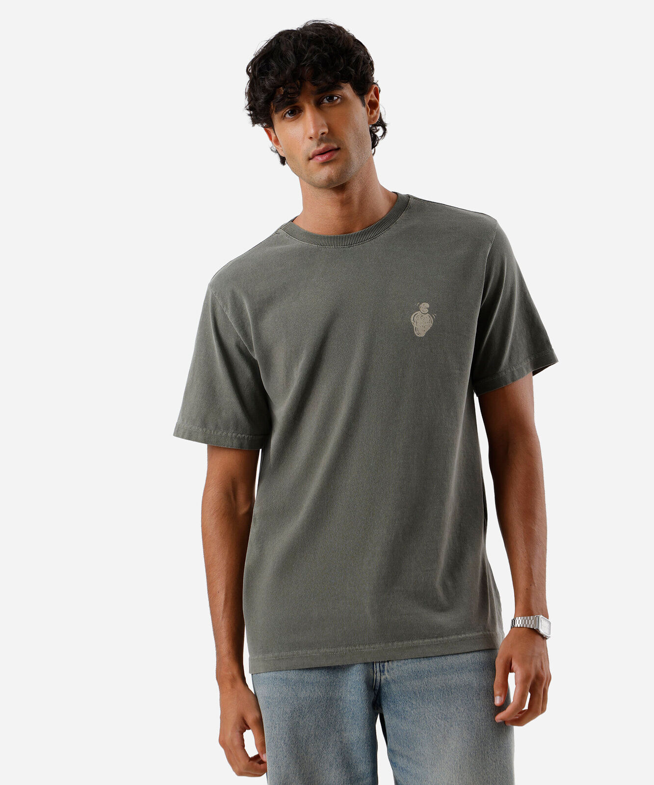 camiseta masculina de algodão caju estonada verde