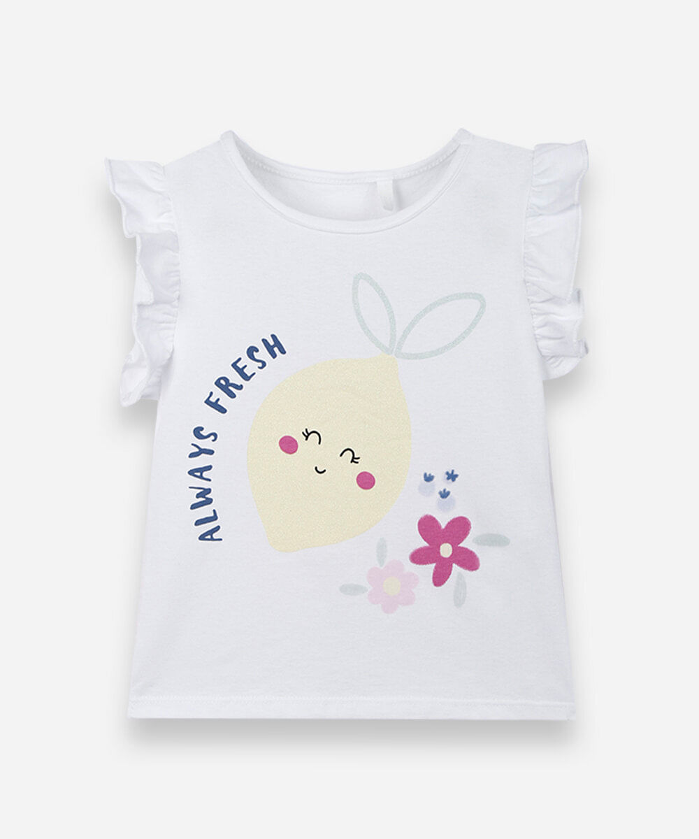 blusa infantil de algodão estampada off white