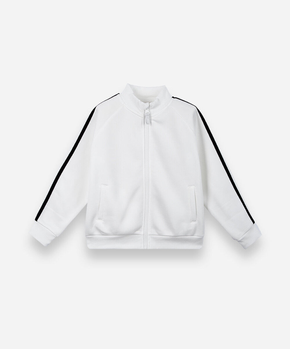 jaqueta infantil de moletom com listra off white