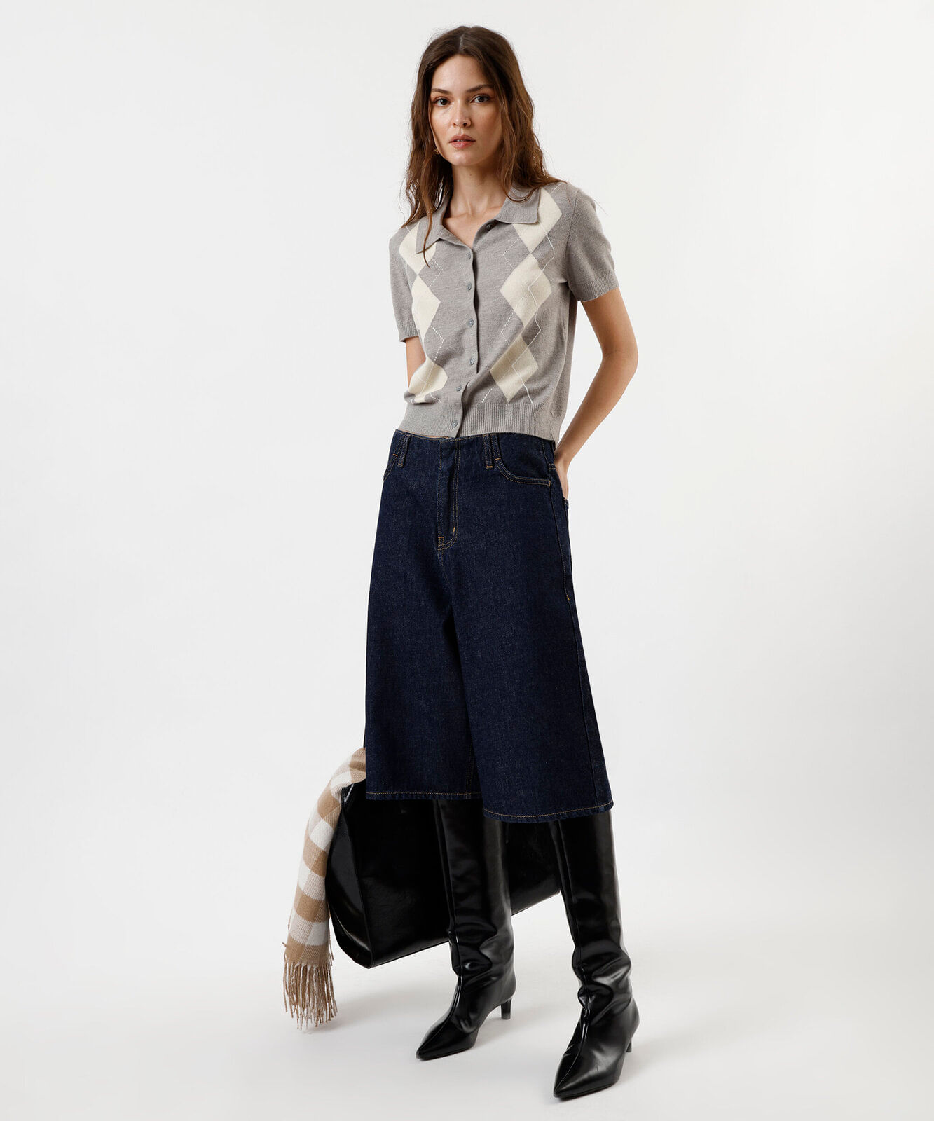 Vista 2 bermuda jorts feminina jeans cintura média azul C&A Jeans Claro C&A Jeans Claro