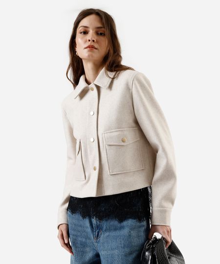 jaqueta feminina texturizada bege PP jaqueta feminina texturizada bege PP