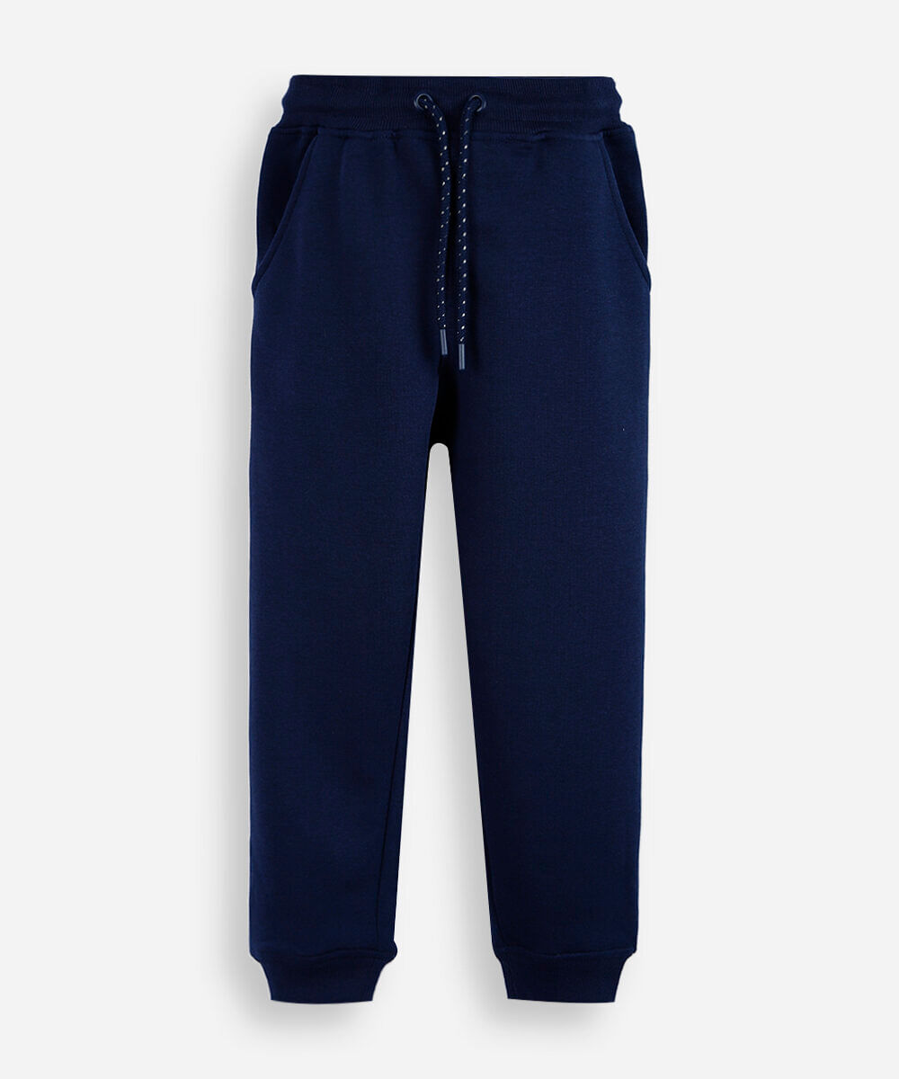 calça jogger de moletom infantil com bolsos azul
