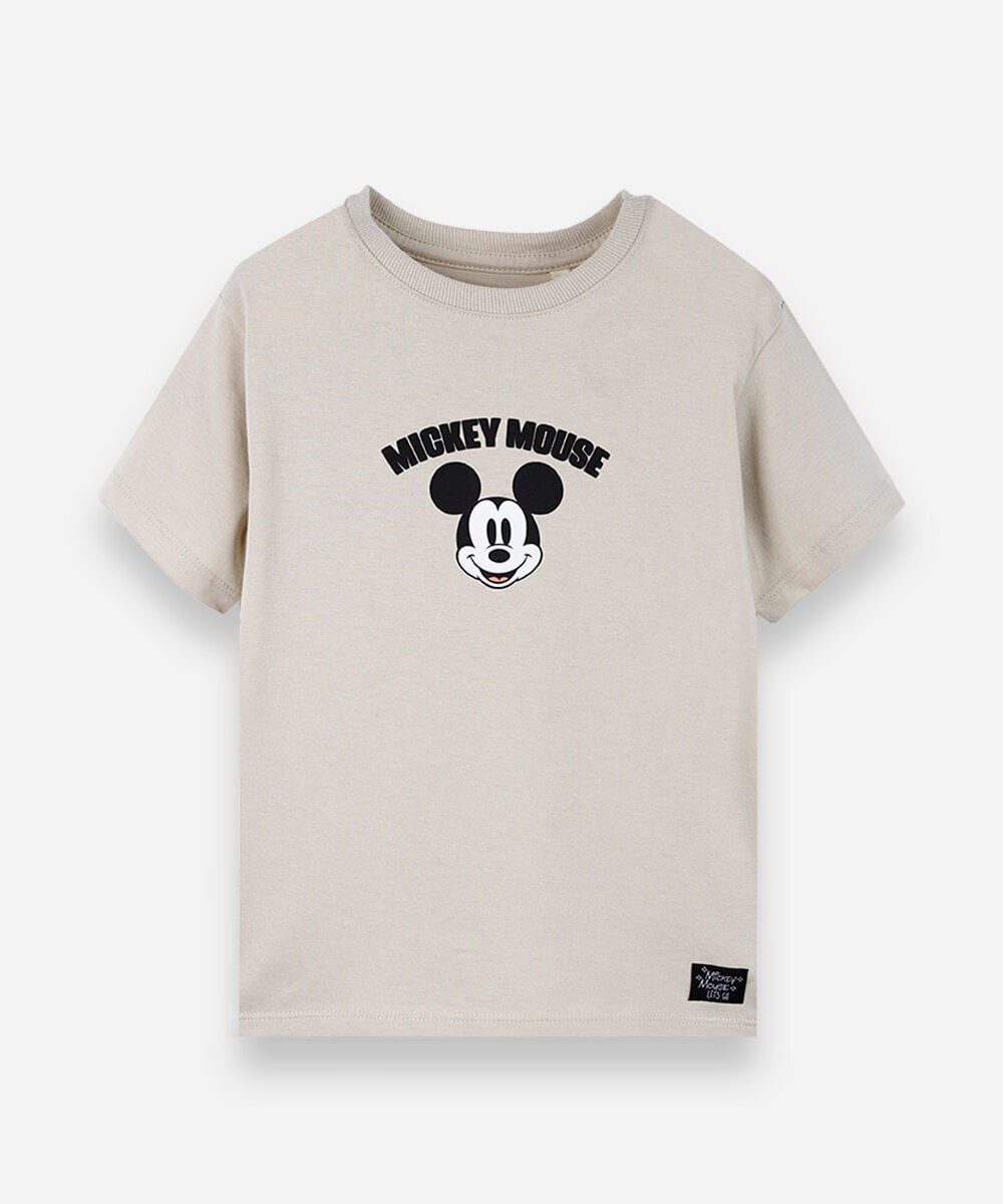 camiseta infantil mickey carinhas bege
