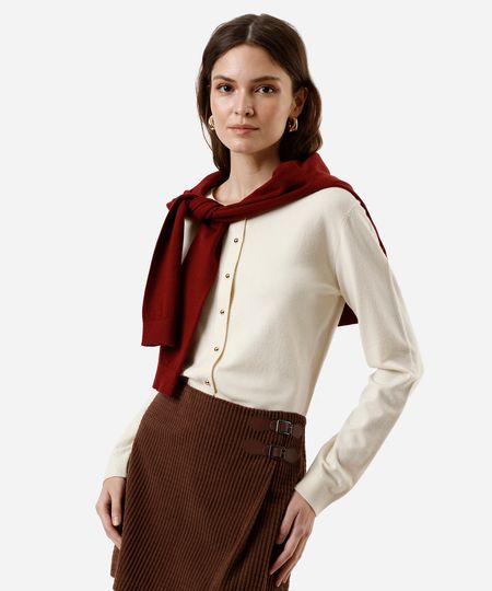 cardigan feminino de tricot bege PP