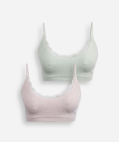 kit de 2 sutiãs triângulo sem bojo floral renda colorido M