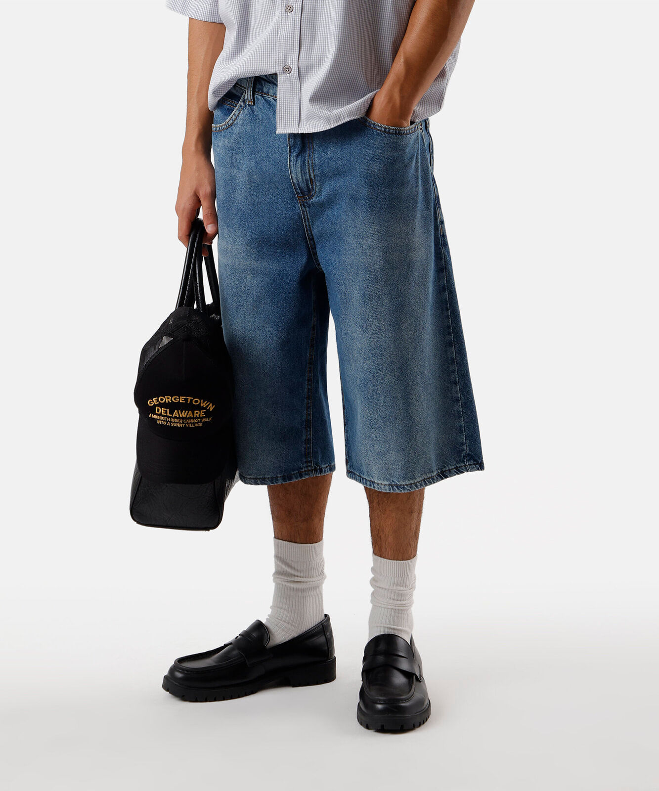 bermuda jorts masculina jeans azul