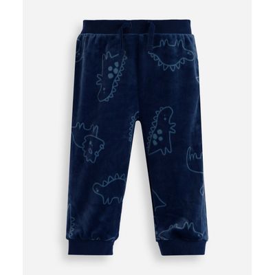 calça jogger infantil de plush dino cós elástico azul
