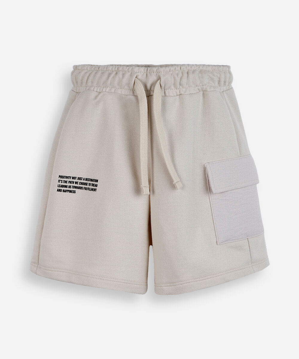 bermuda infantil de moeltinho com bolso cargo bege