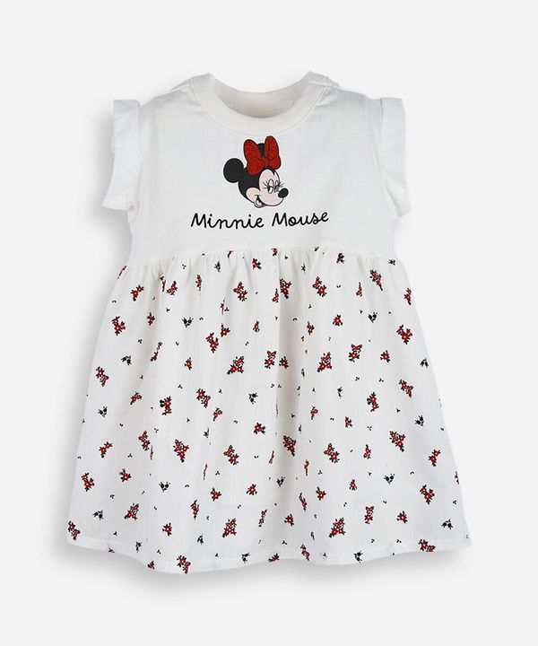 vestido evasê infantil de algodão minnie off white 2