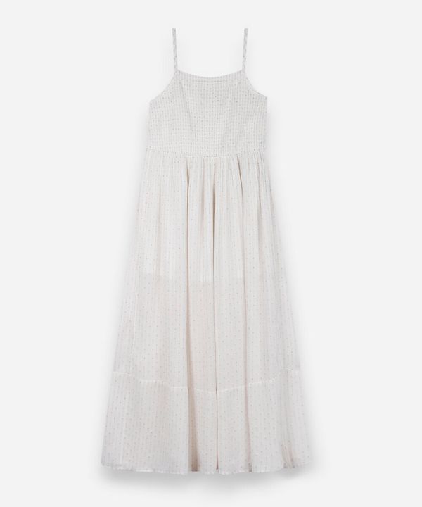 vestido midi juvenil de viscose com alças finas e lurex off white 16