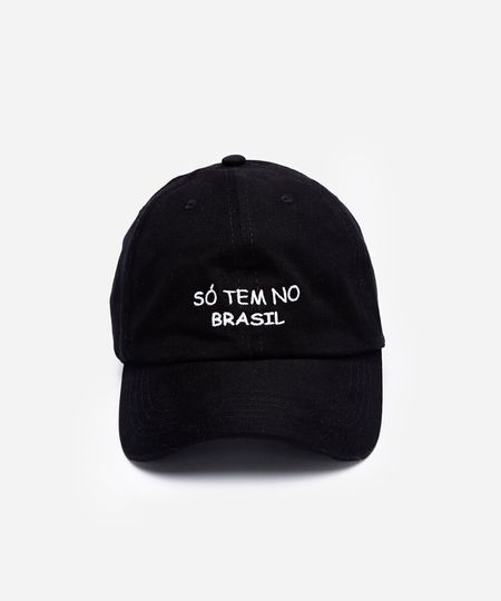 boné aba curva de sarja bordado só tem no brasil preto UNICO boné aba curva de sarja bordado só tem no brasil preto UNICO