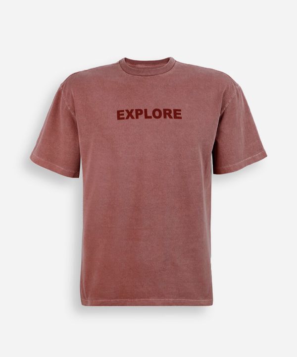 camiseta juvenil de algodão estampada estonada vermelha 14