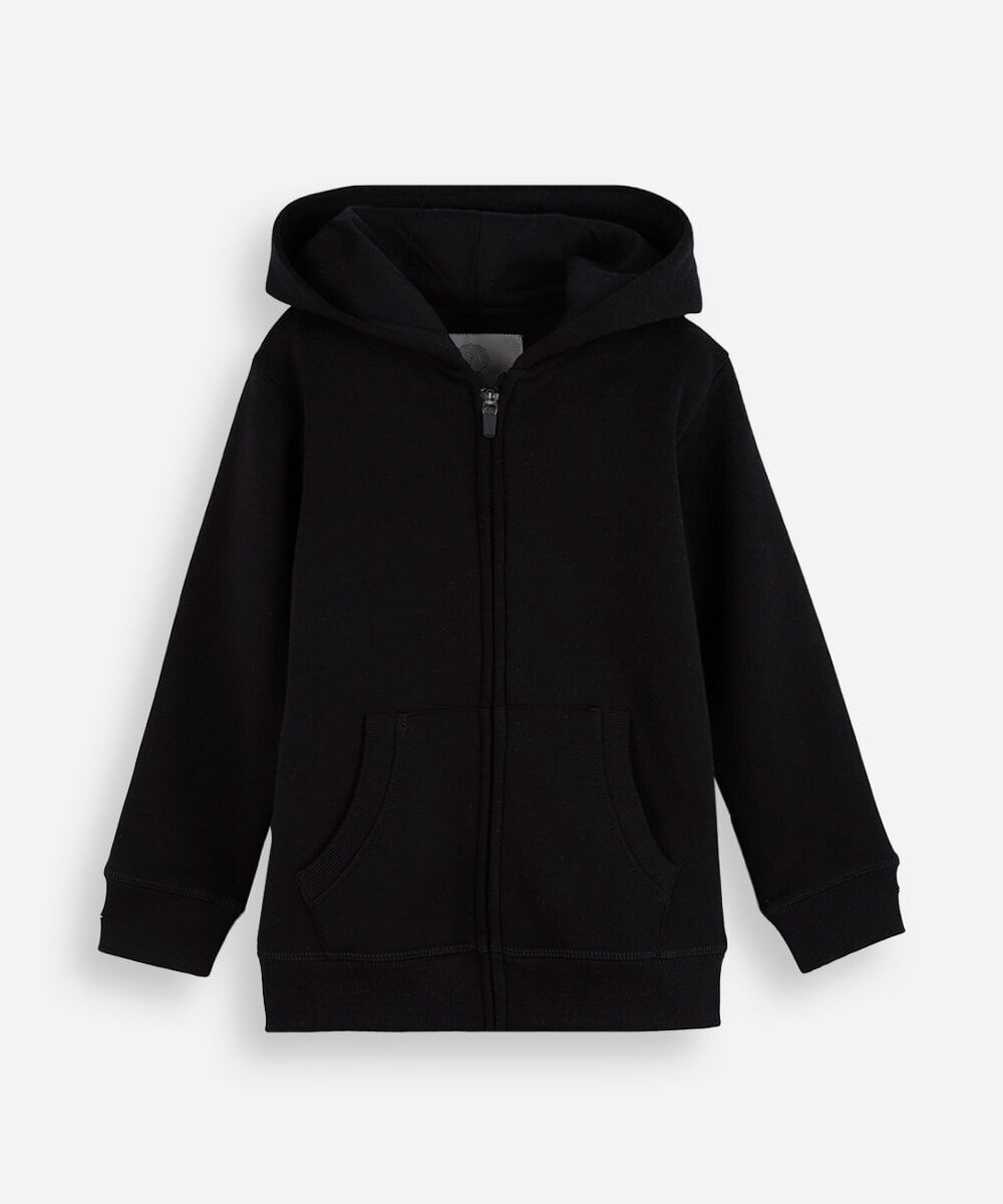 blusa infantil de moletom felpado com capuz preto
