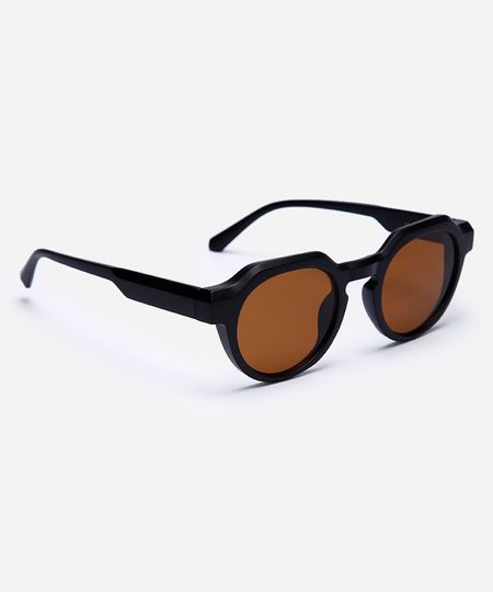 óculos de sol redondo unissex preto UNICO