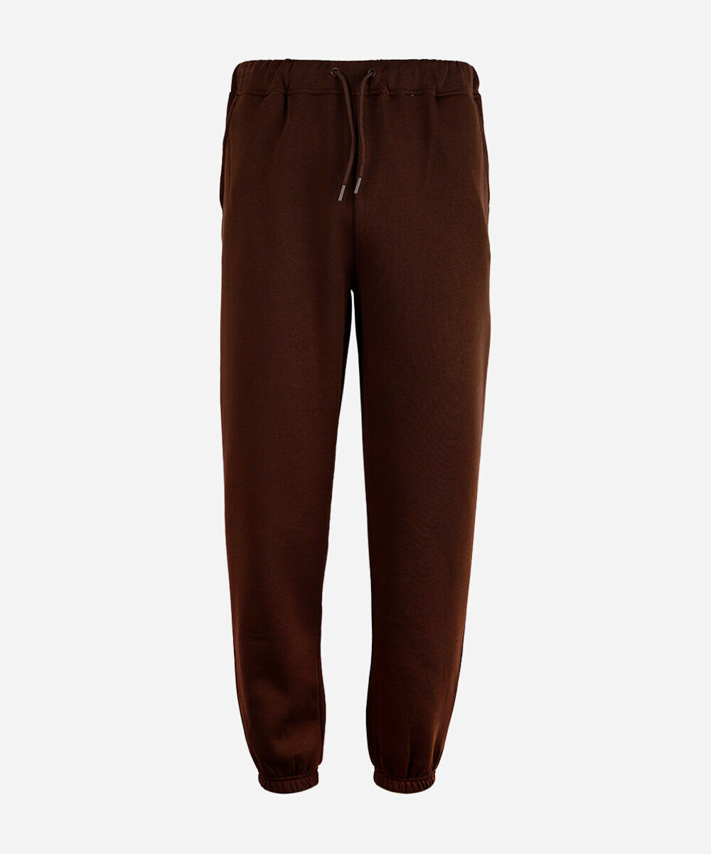 calça jogger juvenil de moletom básica marrom