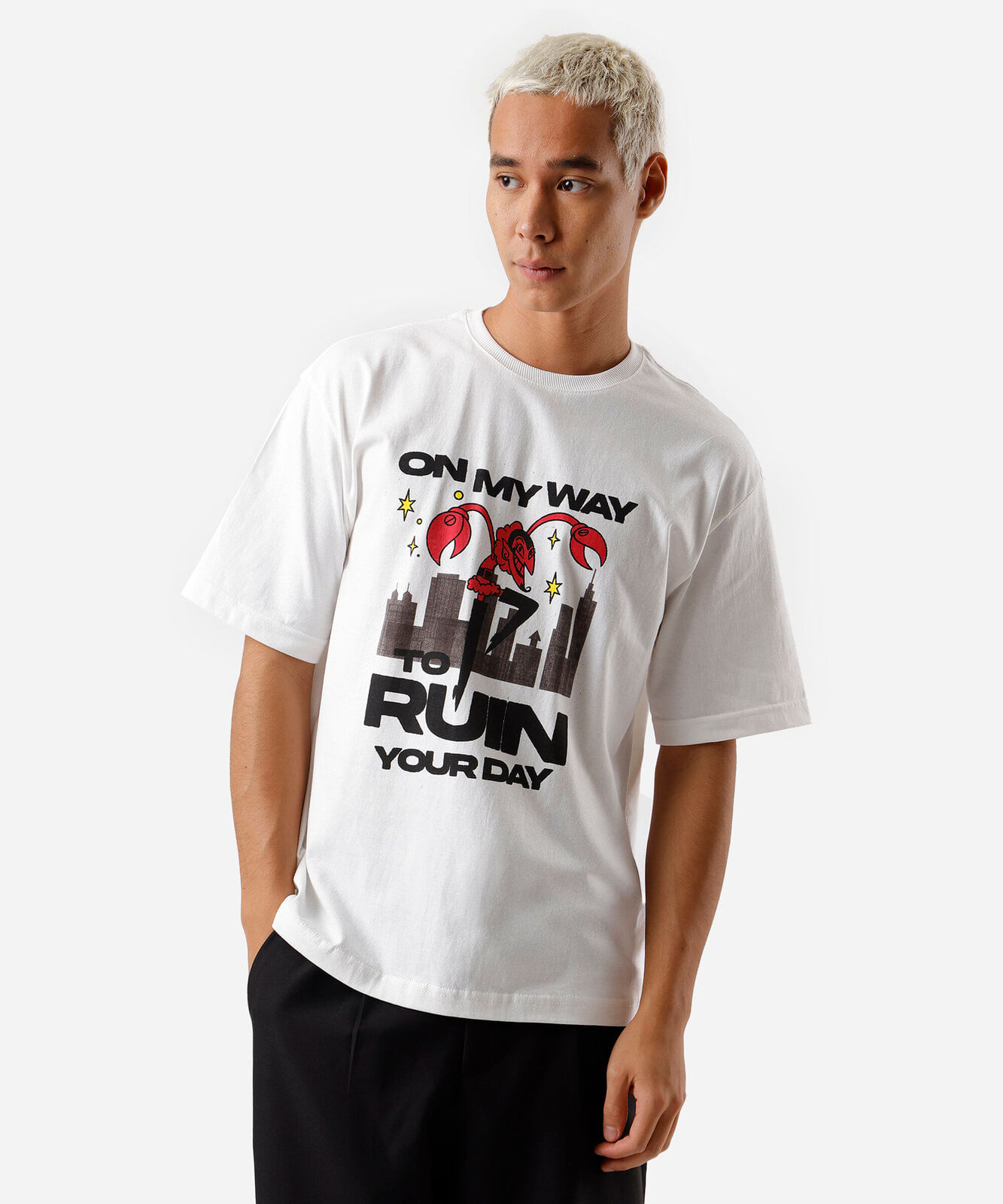 camiseta masculina de algodão ele as meninas superpoderosas off white