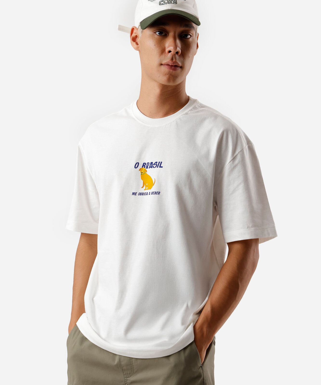 camiseta masculina de algodão estampada off white