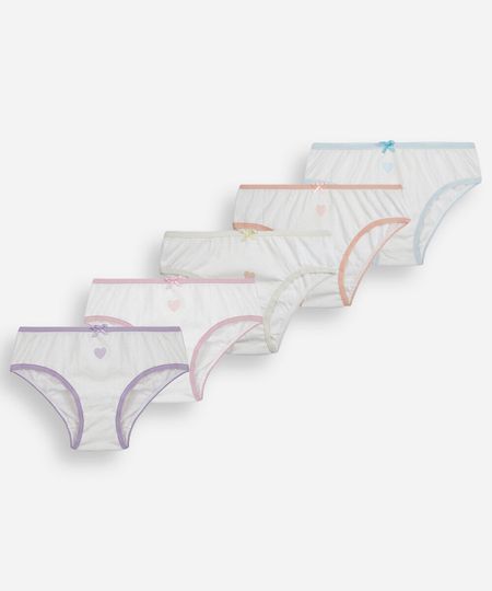 kit de 5 calcinhas infantis estampadas de algodão colorido 4