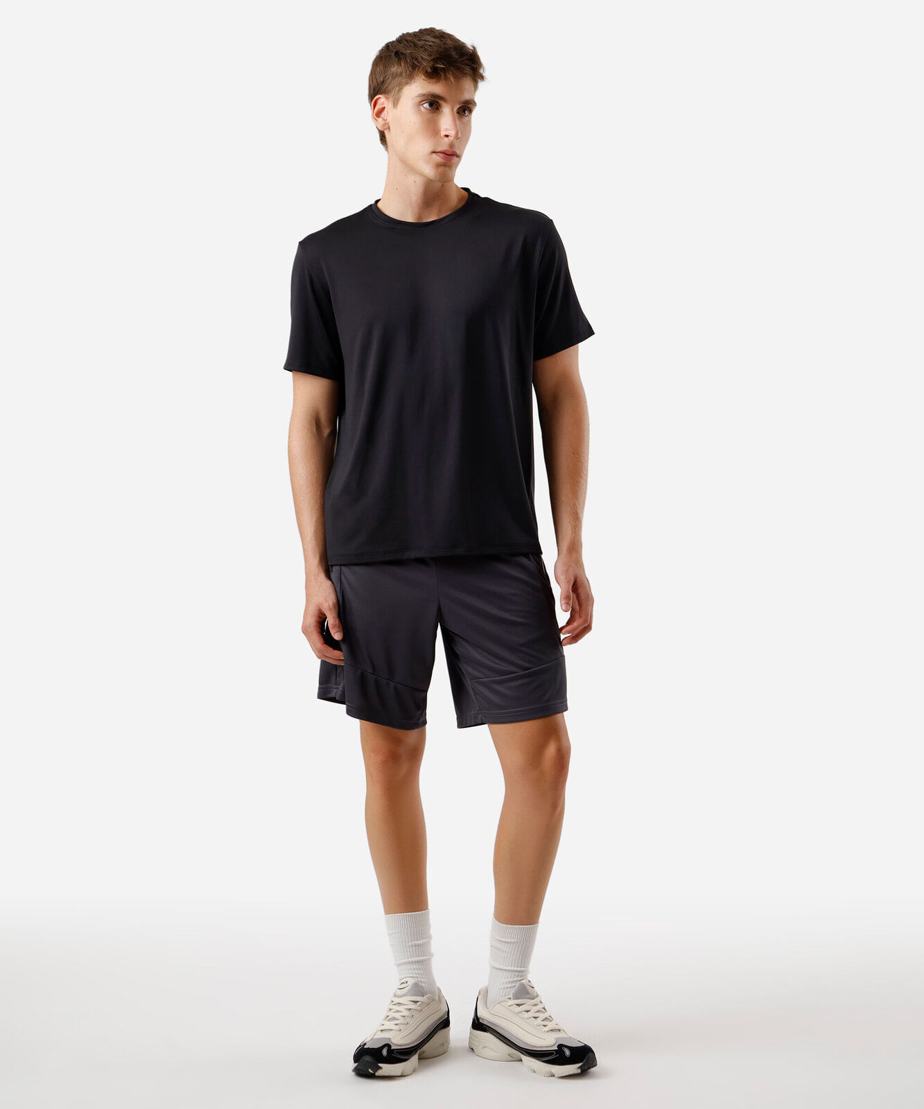 bermuda masculina esportiva ace com recortes cinza