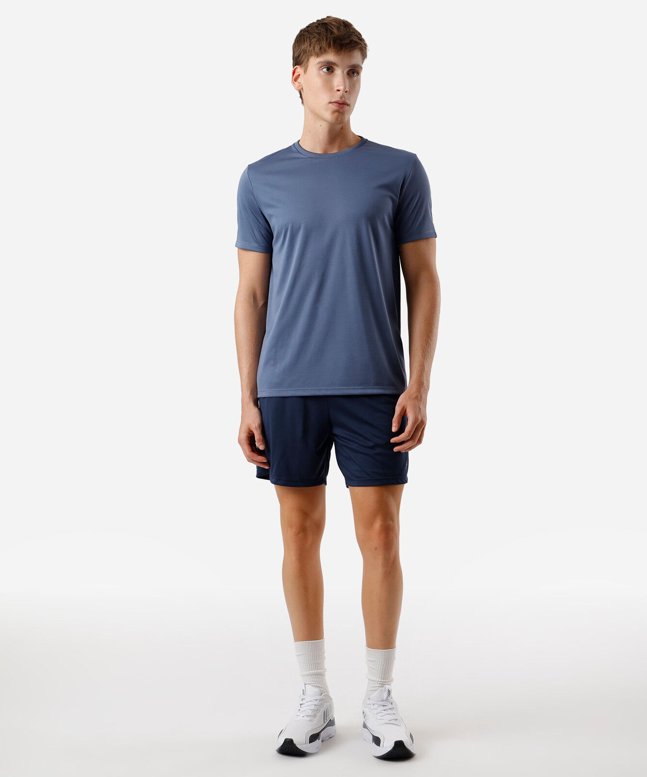 short masculino esportivo com bermuda interna azul