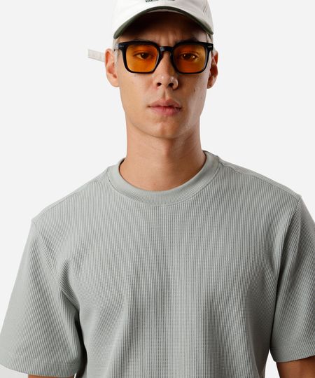 camiseta masculina manga curta texturizada verde PP