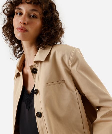 jaqueta feminina de alfaiataria bege P