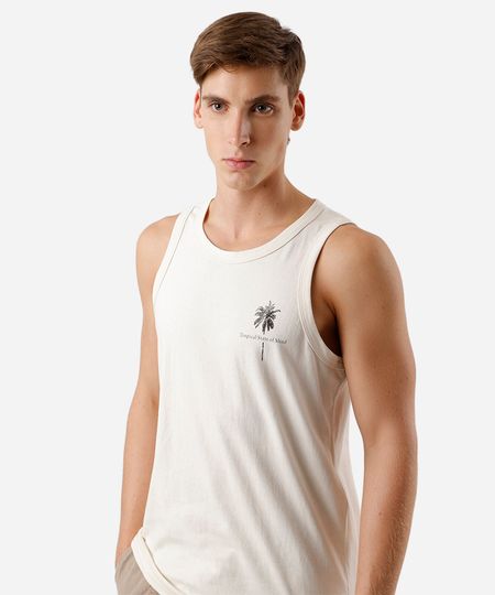 regata masculina de algodão estampada bege P