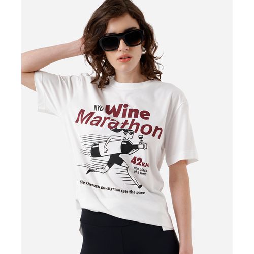 camiseta feminina de algodão estampa oversized off white