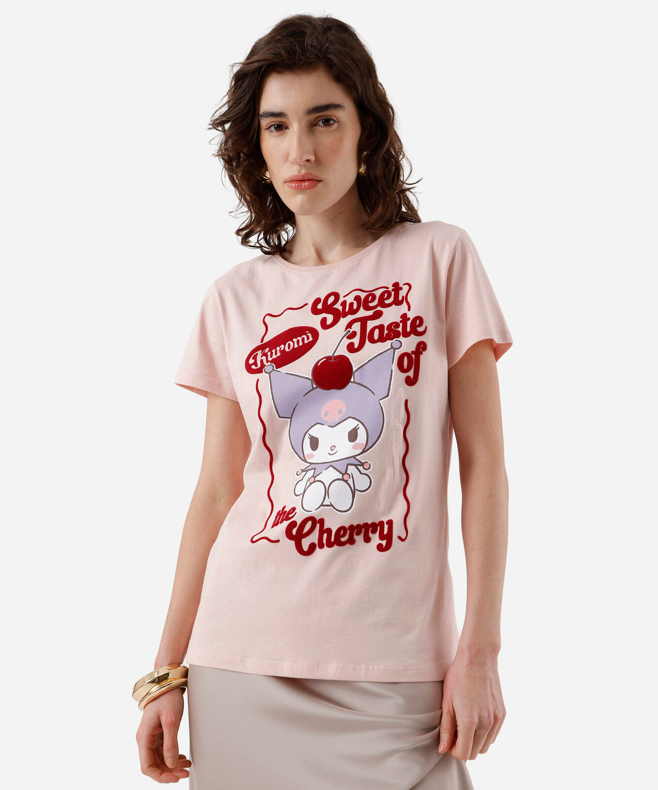 camiseta feminina de algodão texturizada rosa