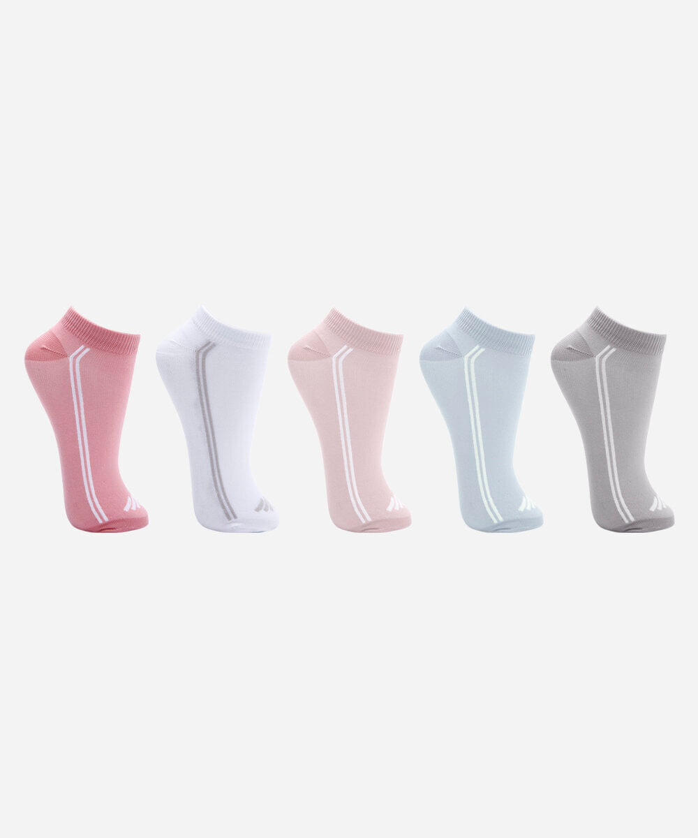 Vista 2 Kit de 5 meias femininas cano baixo colorido C&A SORTIDO (KIT) C&A SORTIDO (KIT)
