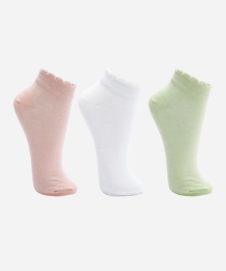 kit de 3 meias cano baixo  colorido 34-39