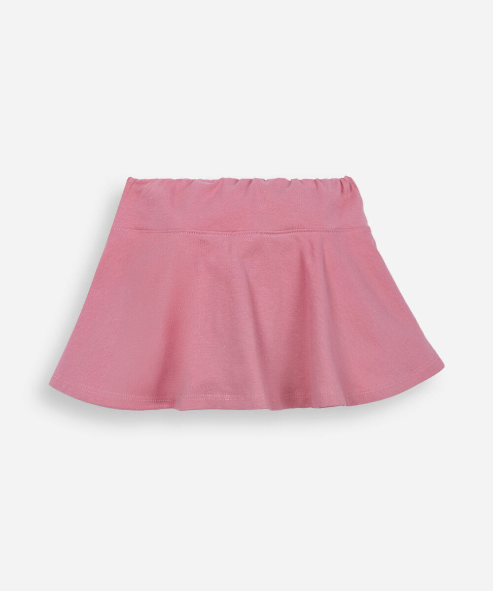 short saia infantil evasê liso rosa