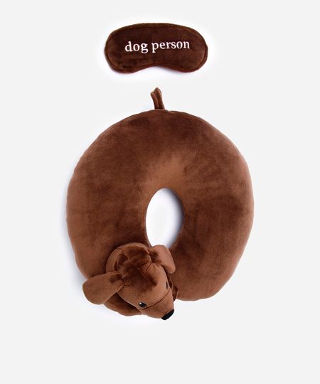 apoio de pescoço cachorro com máscara marrom UNICO