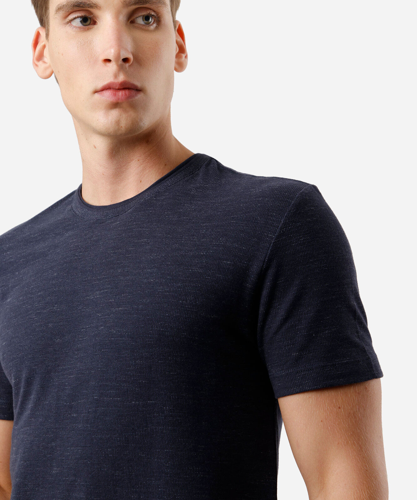 camiseta masculina de algodão texturizada azul