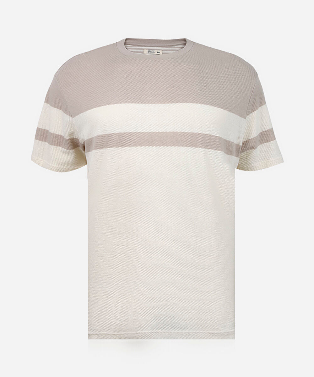 camiseta comfort de algodão texturizada plus size bege