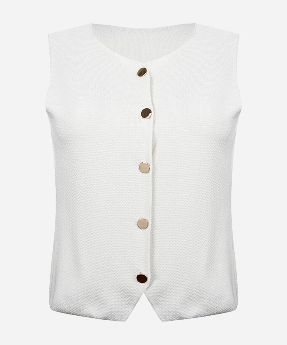 colete feminino de tricot plus size off white