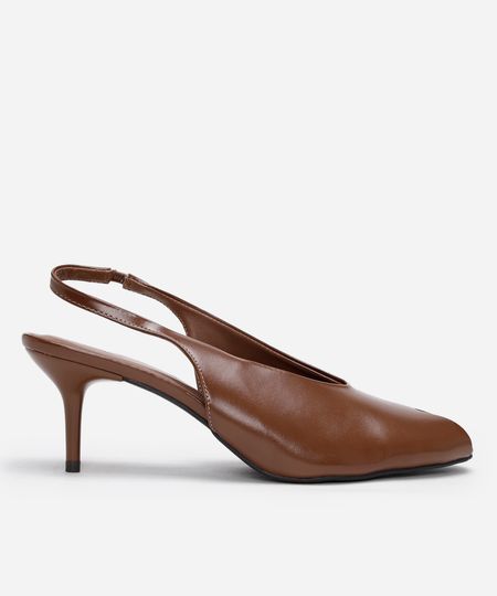 scarpin peep toe salto fino oneself marrom 34